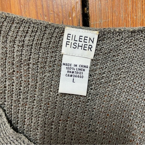 Eileen Fisher Women's 100% Linen V-Neck Sweater Size L Gray/Taupe Lightweight - Picture 9 of 11